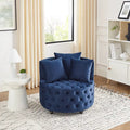 Fauteuil d'appoint capitonné moderne en velours pivotant avec roulettes