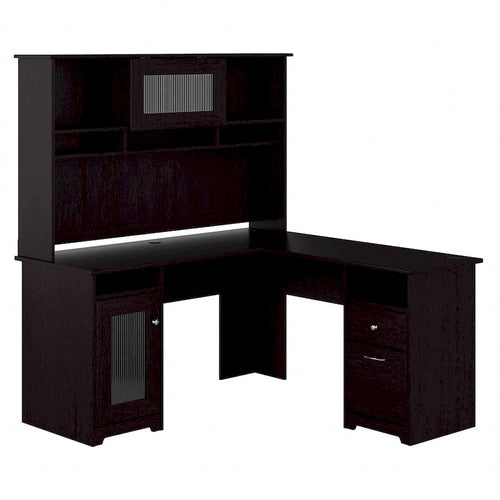 Bureau d'ordinateur d'angle en L de 60" avec huche et rangements