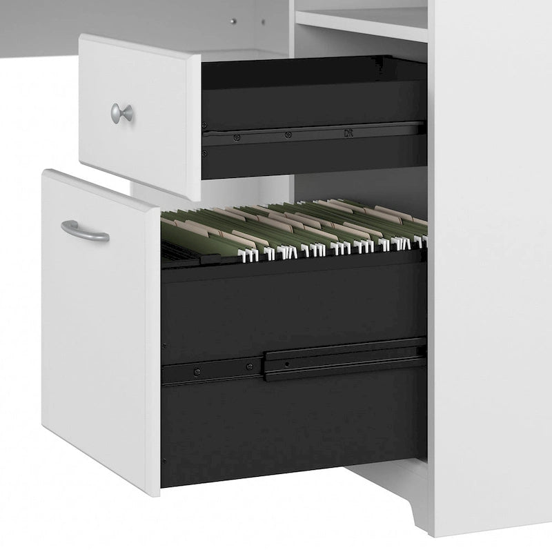 Bureau d'ordinateur d'angle en L de 60" avec huche et rangements
