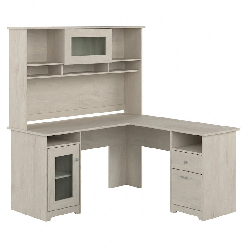 Bureau d'ordinateur d'angle en L de 60" avec huche et rangements