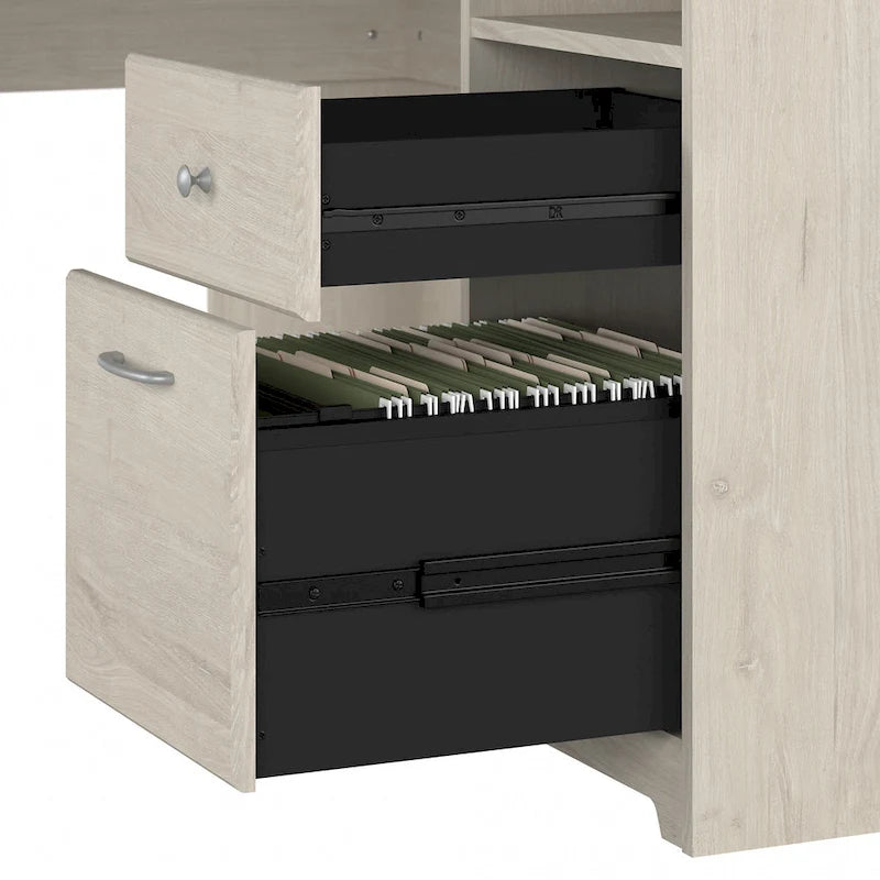 Bureau d'ordinateur d'angle en L de 60" avec huche et rangements