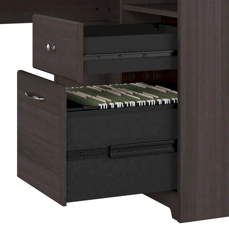 Bureau d'ordinateur d'angle en L de 60" avec huche et rangements