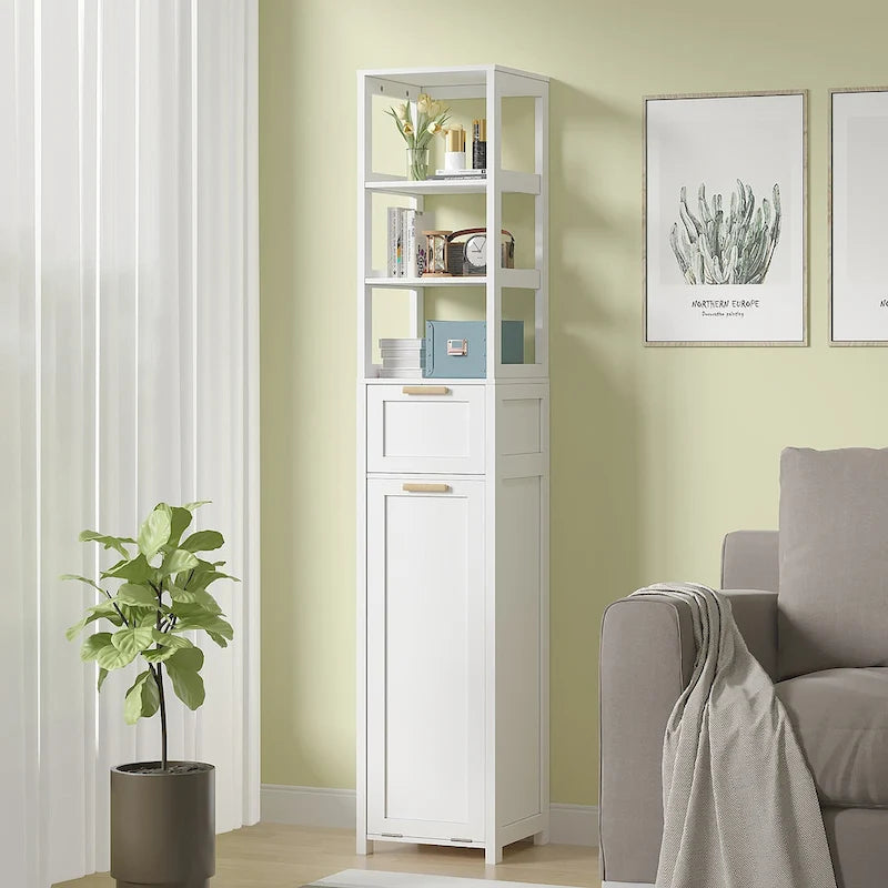 VECELO Tilt Out Laundry Hamper Cabinet with Laundry Baskets Hamper,Bathroom Storage Cabinet Laundry Cabinet with Drawer