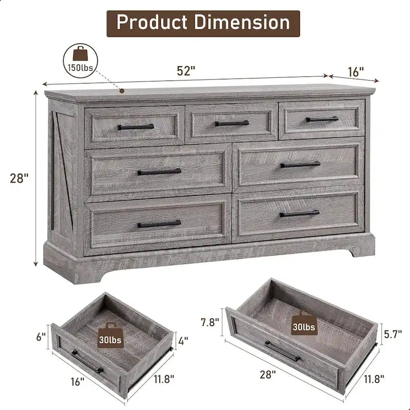 Commode polyvalente à 7 tiroirs style ferme