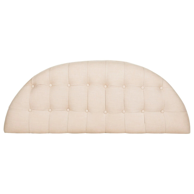 Banc semi-circulaire rustique d'inspiration française, rembourré avec cadre en bois – Velours beige / gris