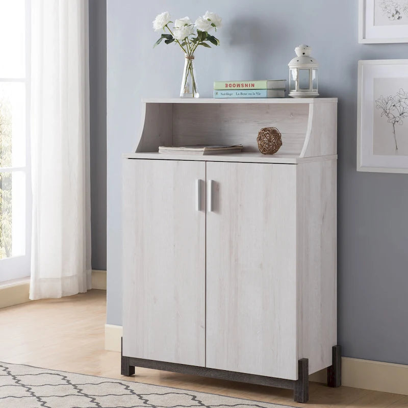 Armoire à chaussures moderne à double porte et 5 étagères