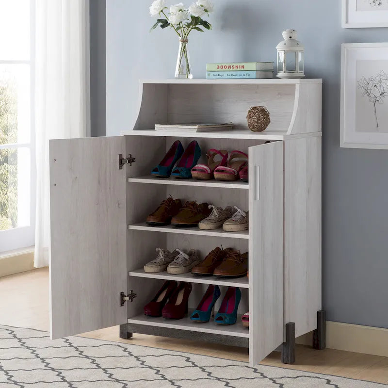 Armoire à chaussures moderne à double porte et 5 étagères