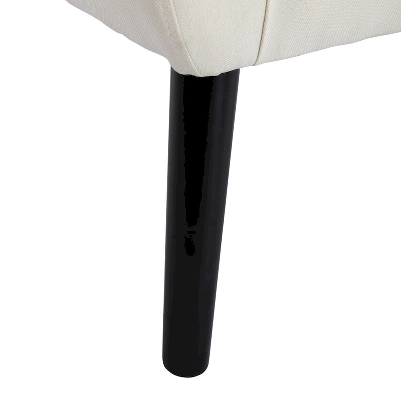 Fauteuil d'appoint ergonomique moderne en lin avec pieds effilés en métal noir – Beige