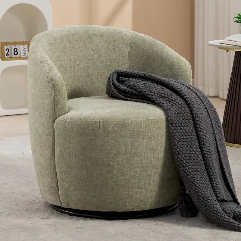 Fauteuil pivotant rond en tissu chenille avec base ronde – Plusieurs coloris