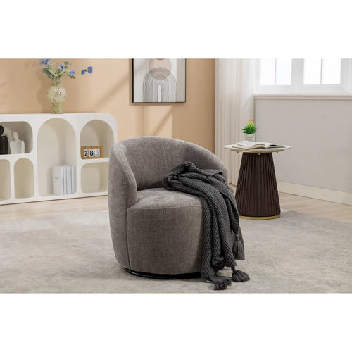 Fauteuil pivotant rond en tissu chenille avec base ronde – Plusieurs coloris
