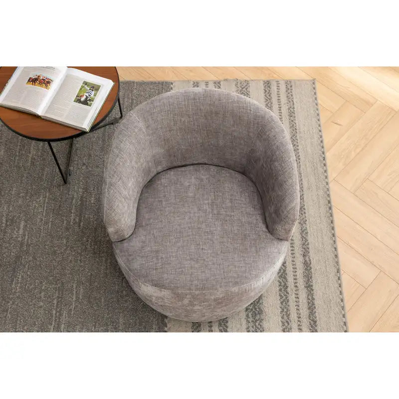 Fauteuil pivotant rond en tissu chenille avec base ronde – Plusieurs coloris
