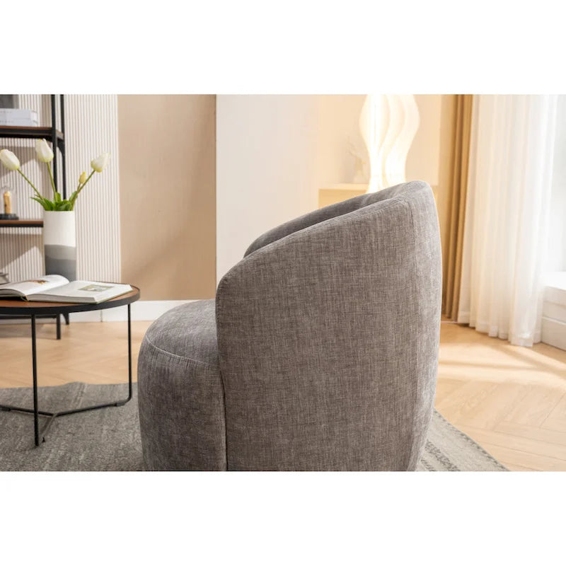 Fauteuil pivotant rond en tissu chenille avec base ronde – Plusieurs coloris
