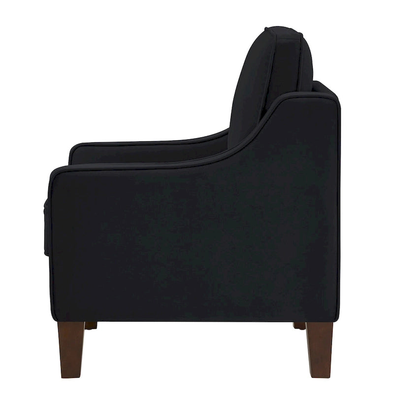 Fauteuil d'appoint moderne en velours avec pieds en bois massif