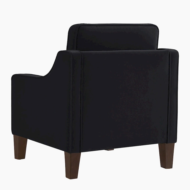 Fauteuil d'appoint moderne en velours avec pieds en bois massif