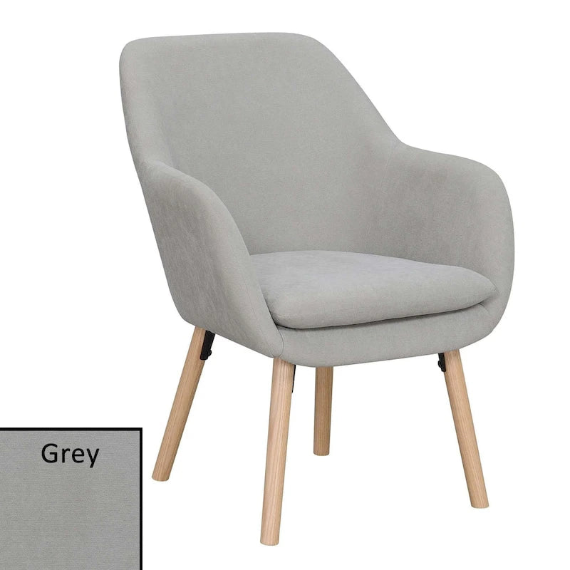 Fauteuil d'appoint capitonné à dossier haut avec accoudoirs évasés et pieds en bois – Plusieurs tissus