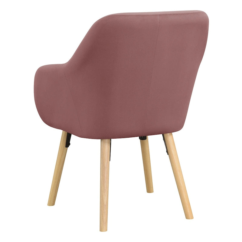 Fauteuil d'appoint capitonné à dossier haut avec accoudoirs évasés et pieds en bois – Plusieurs tissus