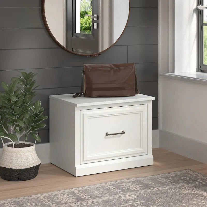 Banc à chaussures d'entrée de 61 cm avec tiroir et rangement – Plusieurs finitions