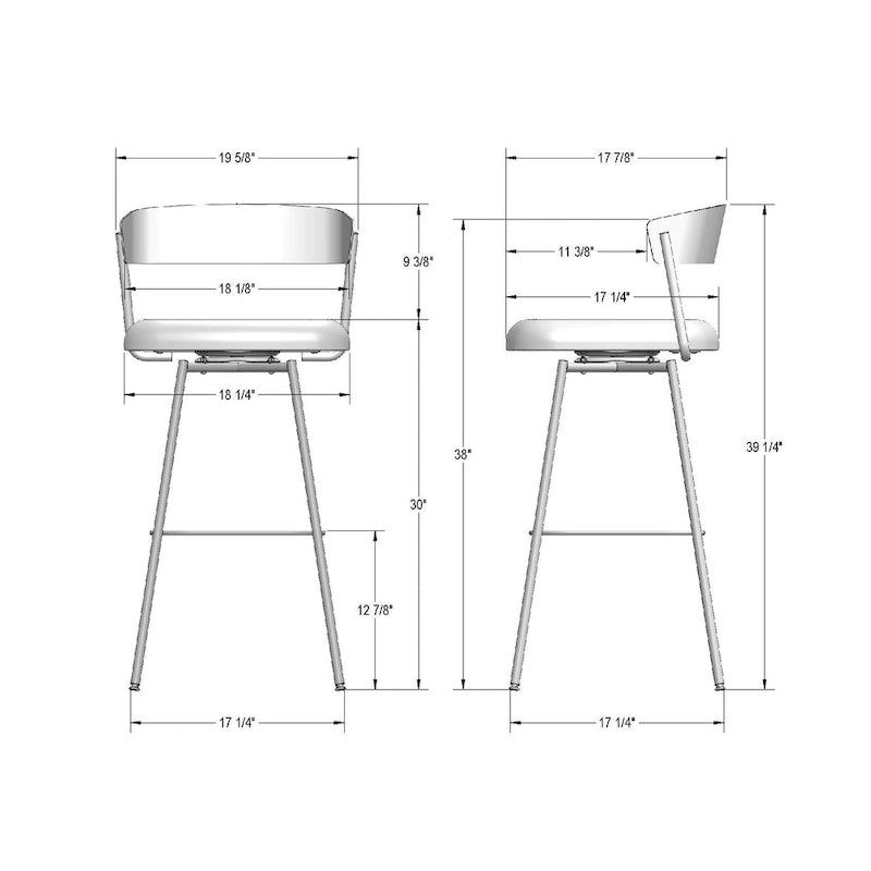 Tabouret de comptoir et de bar pivotant style scandinave avec assise rembourrée – Plusieurs options