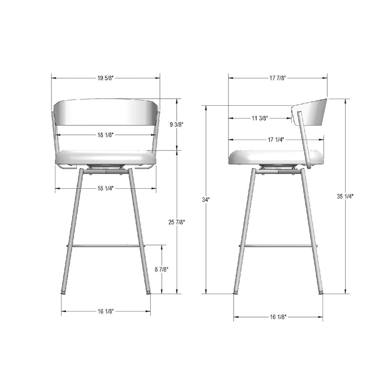 Tabouret de comptoir et de bar pivotant style scandinave avec assise rembourrée – Plusieurs options