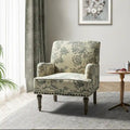 Fauteuil d'appoint capitonné floral avec pieds en bois tournés – Plusieurs couleurs