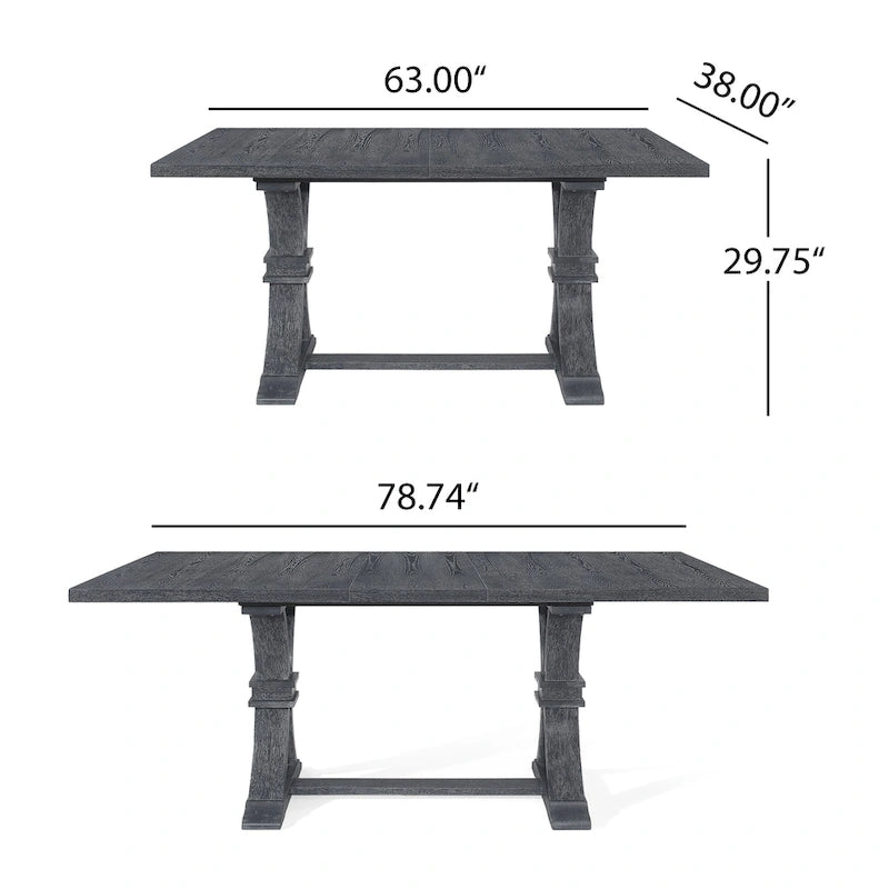 Table de salle à manger rustique extensible avec piètement en X