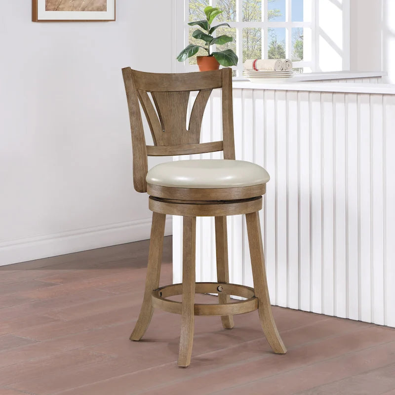Tabouret de comptoir de ferme pivotant avec dossier incurvé et siège rembourré – Plusieurs couleurs