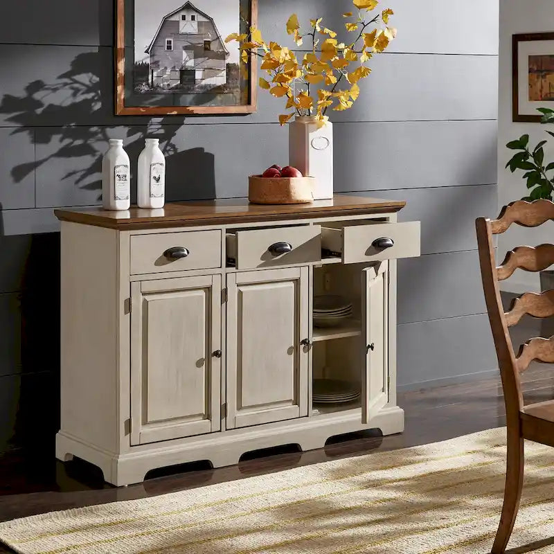 Buffet en bois rustique avec tiroirs et rangements – Plusieurs finitions