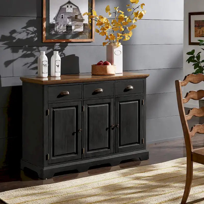 Buffet en bois rustique avec tiroirs et rangements – Plusieurs finitions