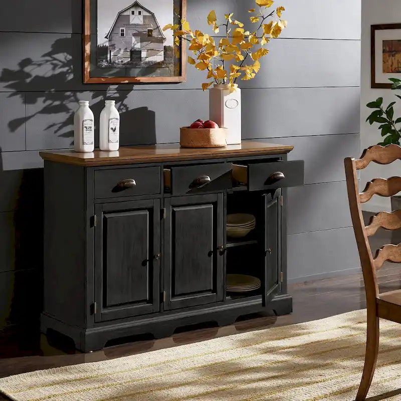 Buffet en bois rustique avec tiroirs et rangements – Plusieurs finitions