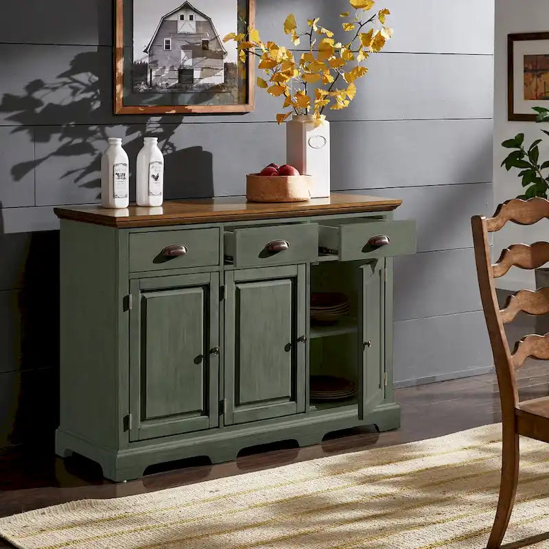 Buffet en bois rustique avec tiroirs et rangements – Plusieurs finitions