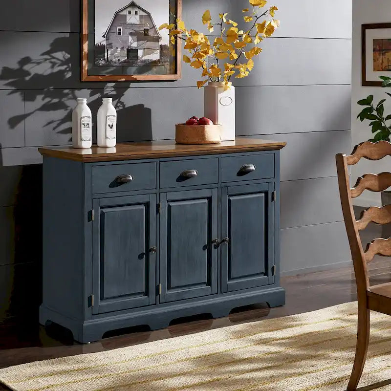 Buffet en bois rustique avec tiroirs et rangements – Plusieurs finitions