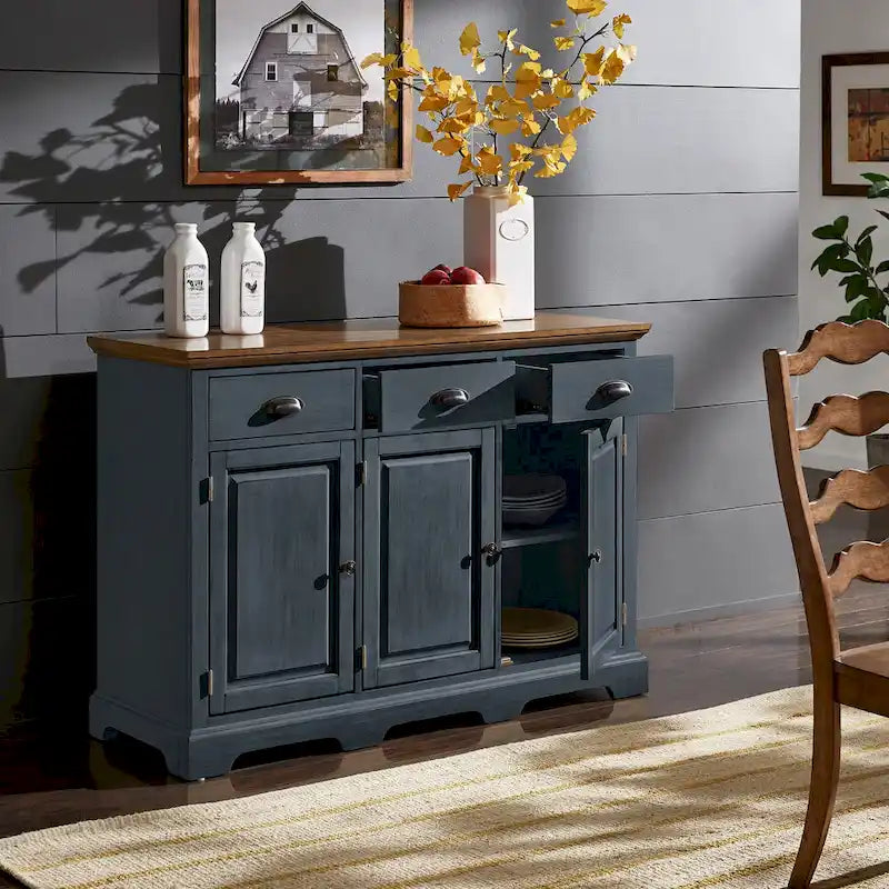 Buffet en bois rustique avec tiroirs et rangements – Plusieurs finitions