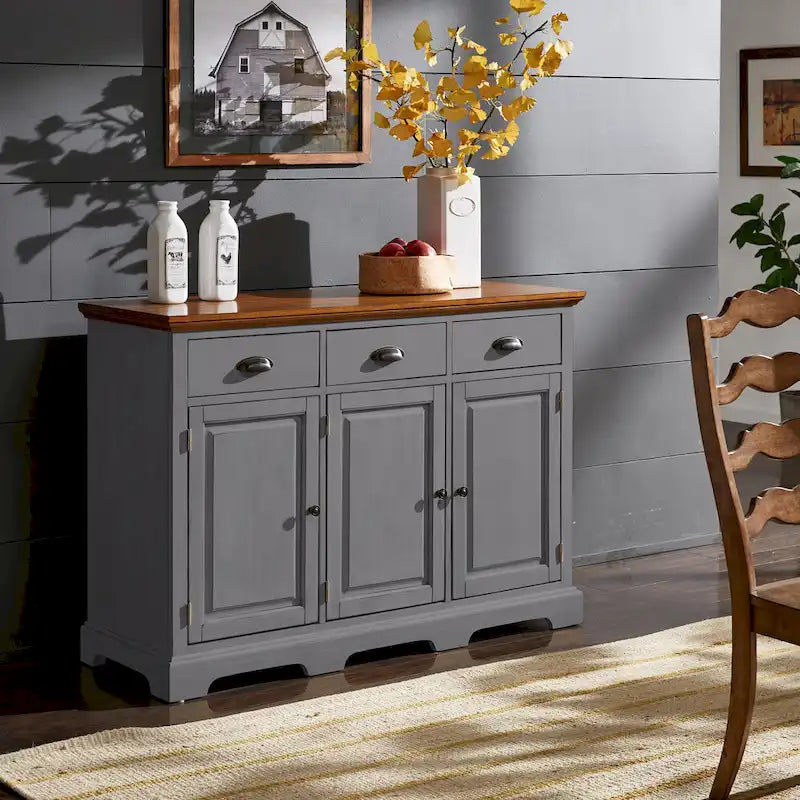 Buffet en bois rustique avec tiroirs et rangements – Plusieurs finitions