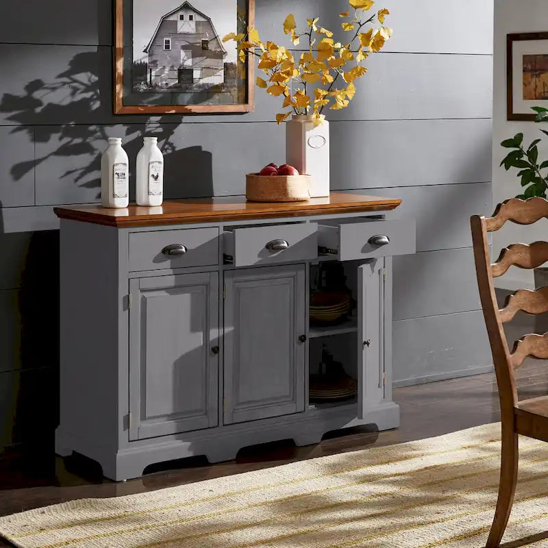 Buffet en bois rustique avec tiroirs et rangements – Plusieurs finitions