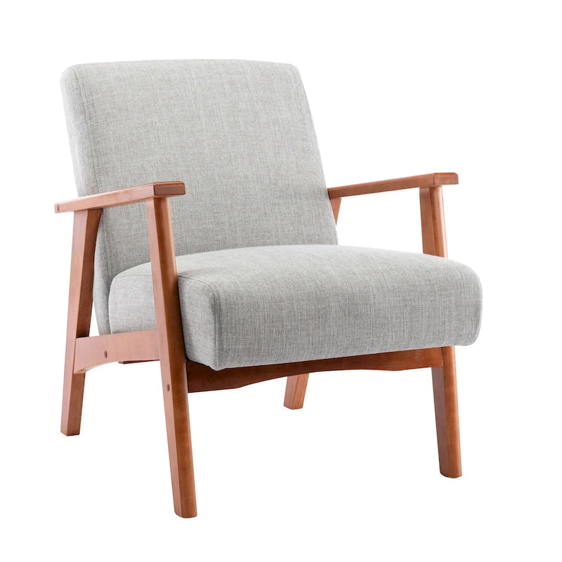Fauteuil d'appoint en tissu avec accoudoirs et pieds en hêtre – Plusieurs couleurs