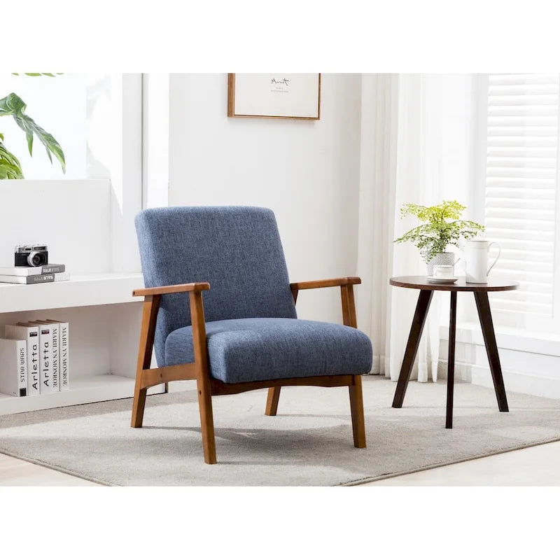 Fauteuil d'appoint en tissu avec accoudoirs et pieds en hêtre – Plusieurs couleurs