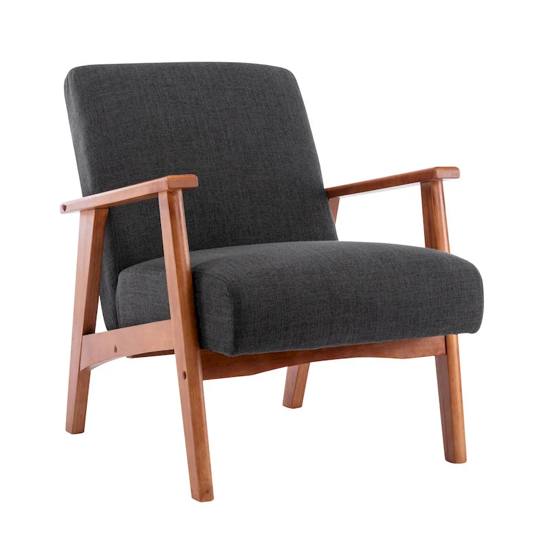 Fauteuil d'appoint en tissu avec accoudoirs et pieds en hêtre – Plusieurs couleurs