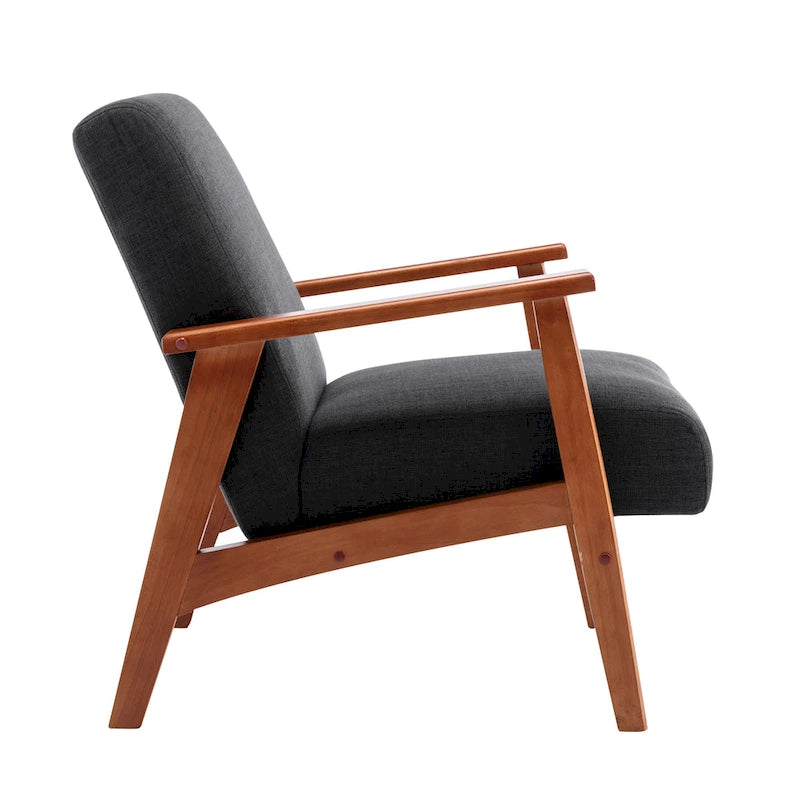 Fauteuil d'appoint en tissu avec accoudoirs et pieds en hêtre – Plusieurs couleurs