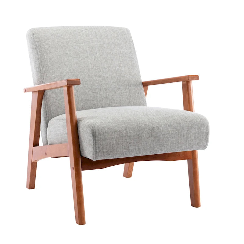Fauteuil d'appoint en tissu avec accoudoirs et pieds en hêtre – Plusieurs couleurs