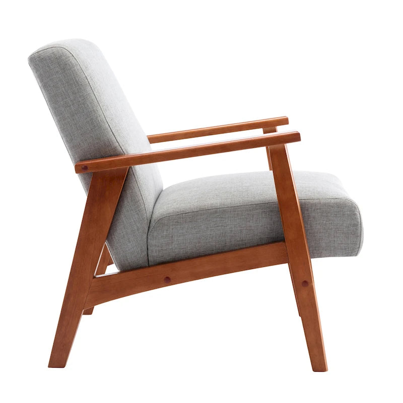 Fauteuil d'appoint en tissu avec accoudoirs et pieds en hêtre – Plusieurs couleurs