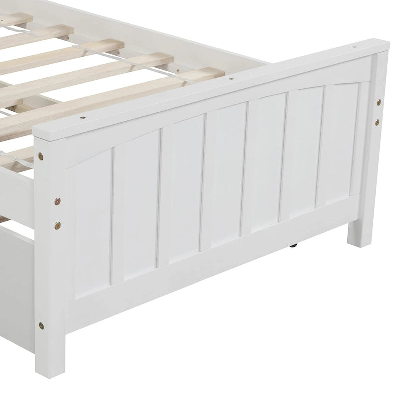 Lit plateforme double en bois massif avec lit gigogne coulissant