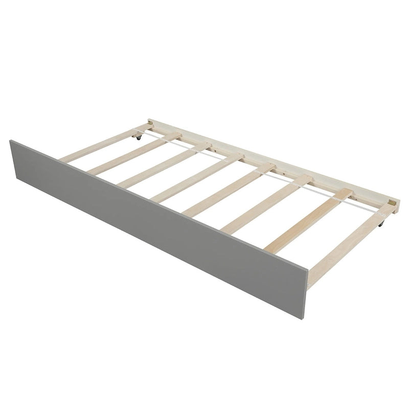 Lit plateforme double en bois massif avec lit gigogne coulissant