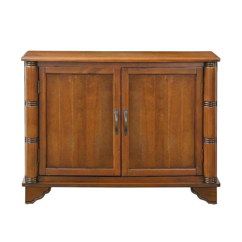 Table console rustique en bois à double porte avec étagère réglable