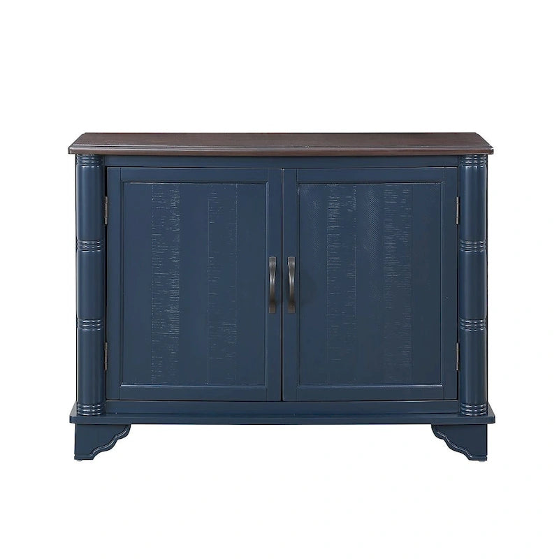 Table console rustique en bois à double porte avec étagère réglable
