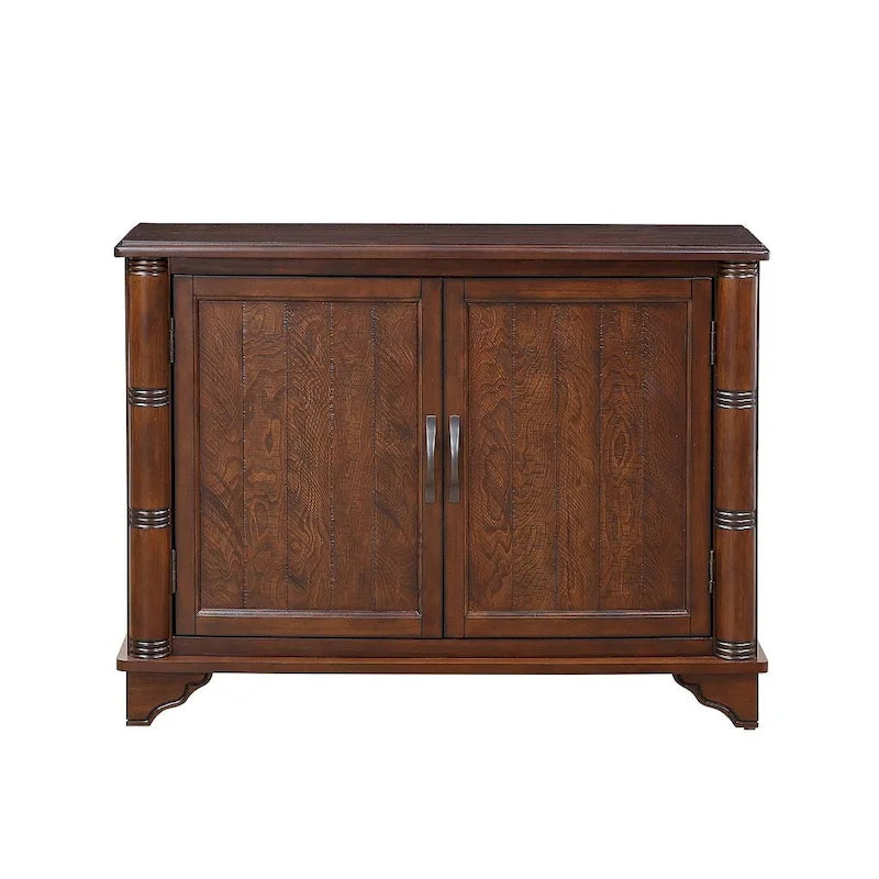 Table console rustique en bois à double porte avec étagère réglable