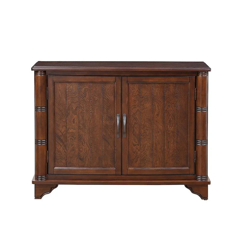 Table console rustique en bois à double porte avec étagère réglable