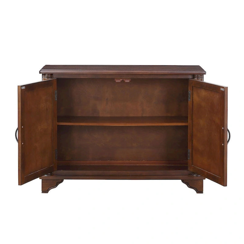 Table console rustique en bois à double porte avec étagère réglable