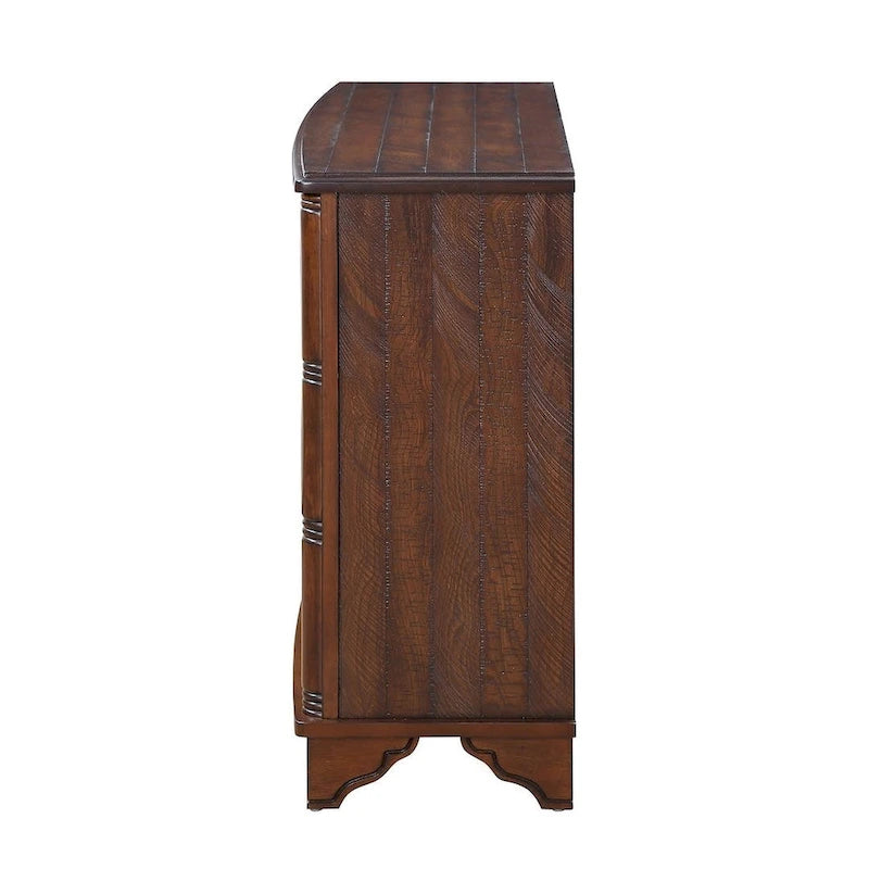 Table console rustique en bois à double porte avec étagère réglable