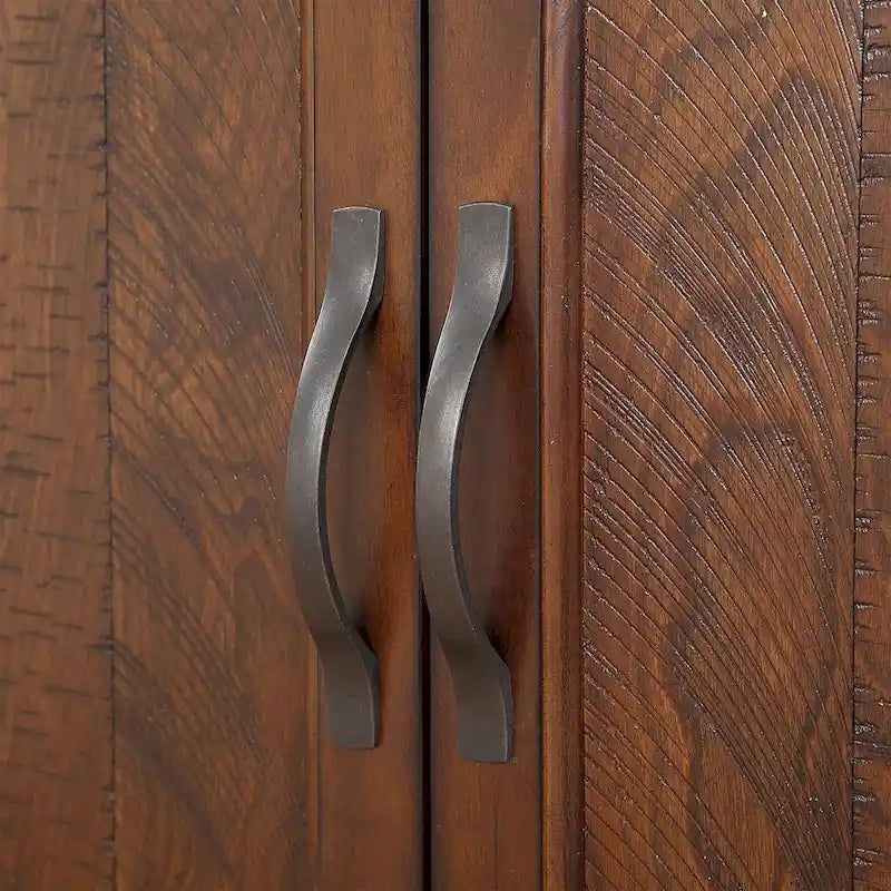 Table console rustique en bois à double porte avec étagère réglable