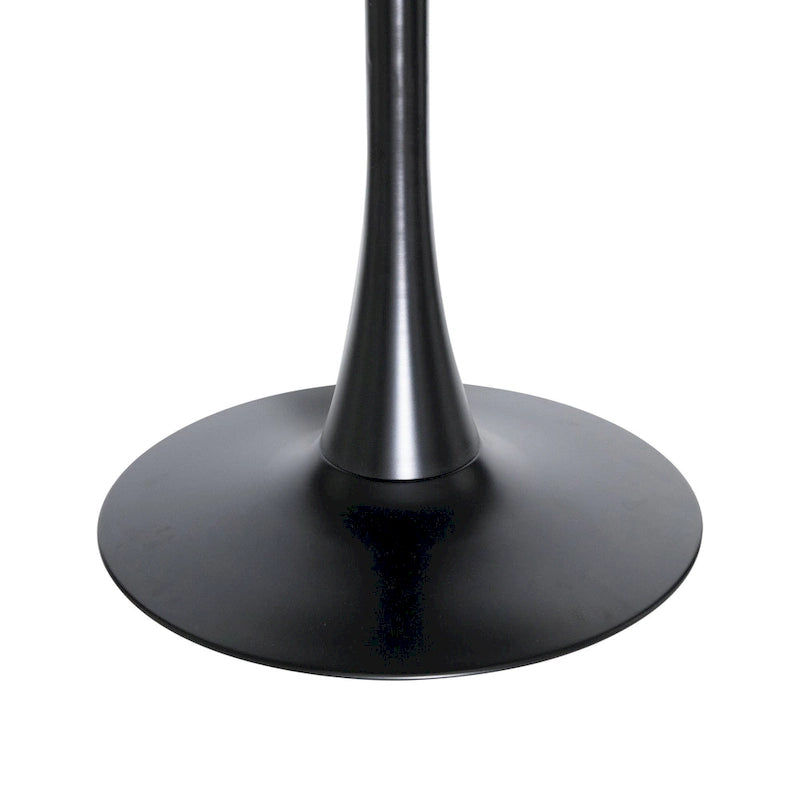 Table à manger ronde de 89 cm style Mid-Century Modern avec plateau en MDF et pied central en acier
